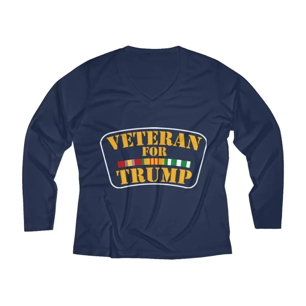 Veteran for Trump Women's Long Sleeve Performance V-neck Tee