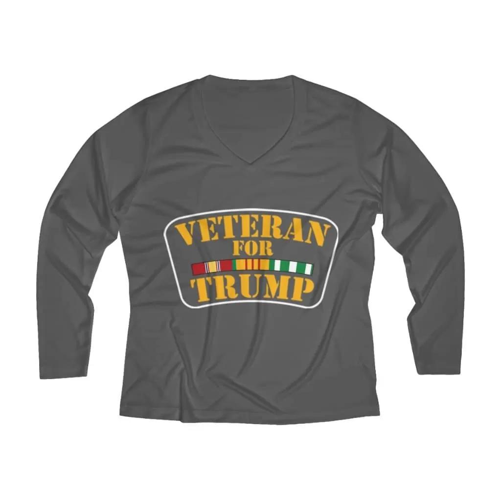 Veteran for Trump Women's Long Sleeve Performance V-neck Tee