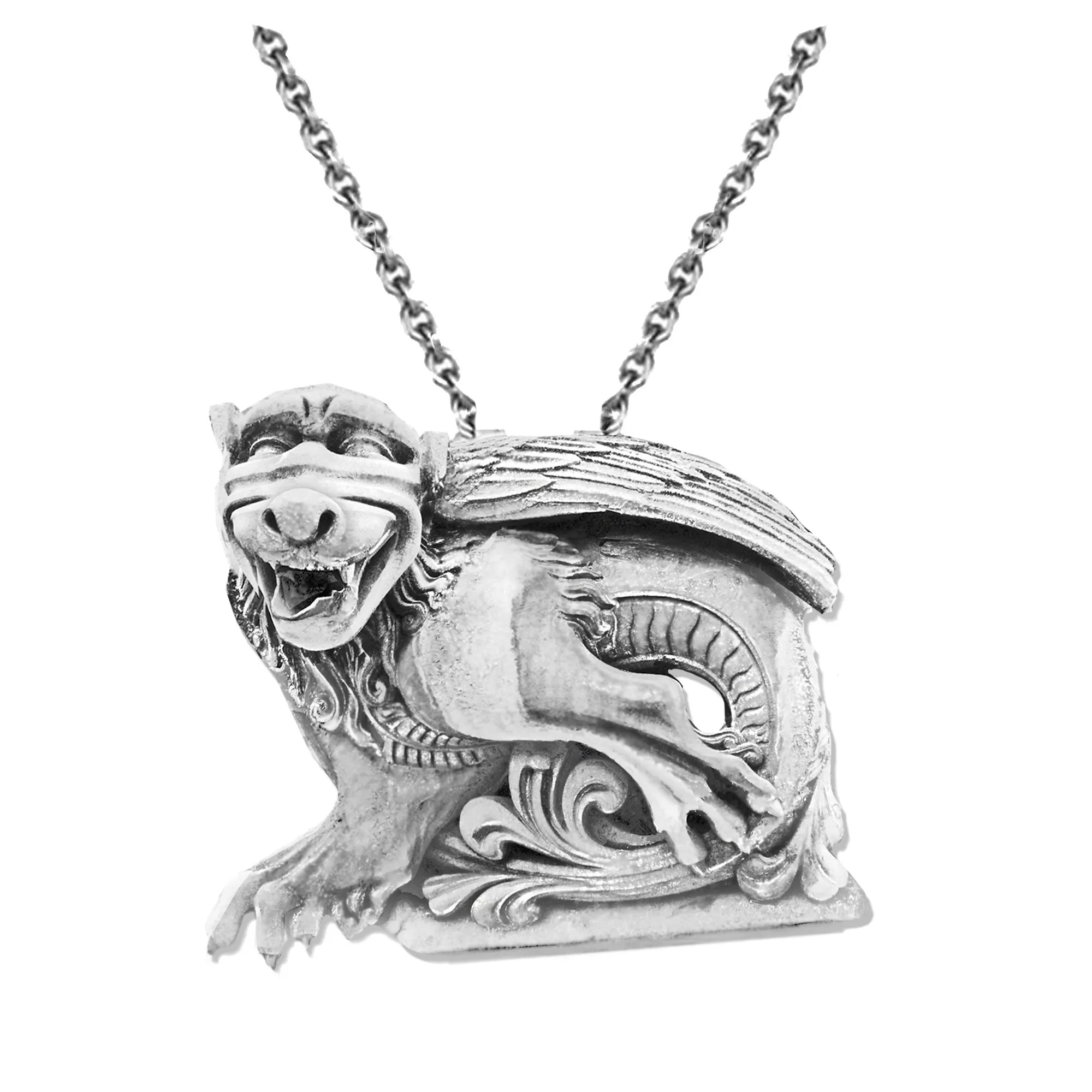 Westminster Laughing Gargoyle Pendant With Chain, Solid Silver Gothic Gargoyle Necklace, Handmade