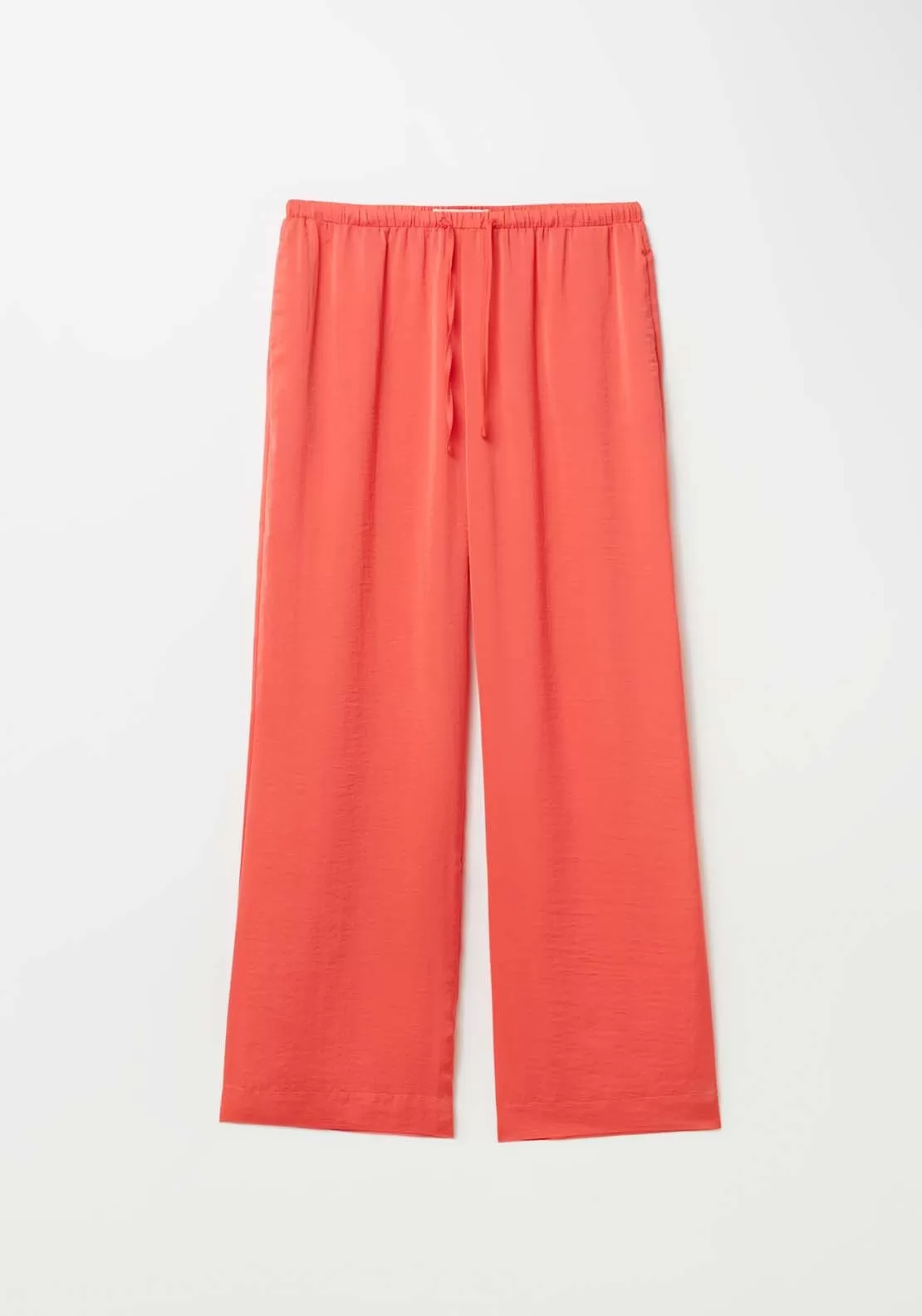 Wide Satin Pants - Red