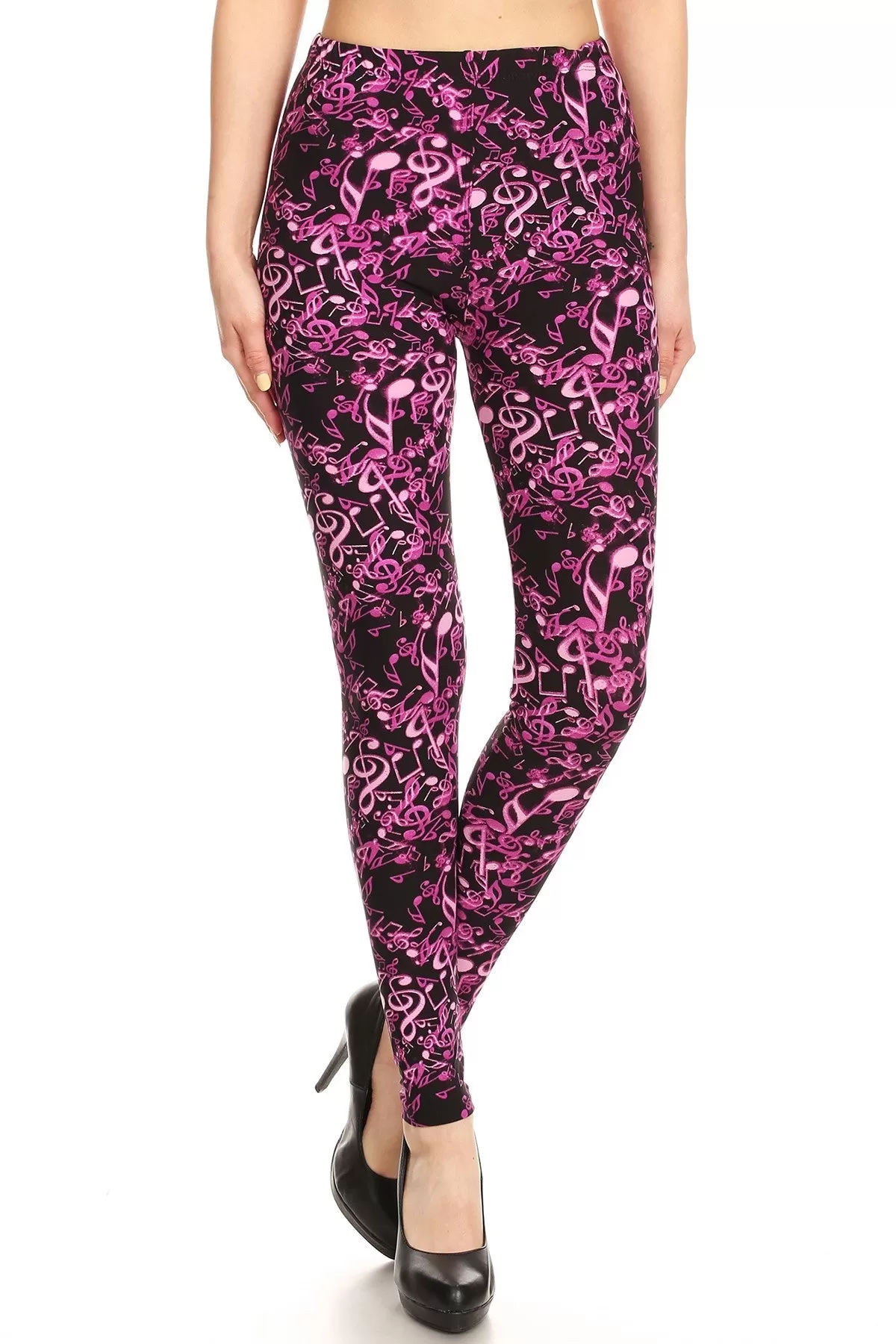 Women's 3X5X Neon Music Note Pattern Printed Leggings