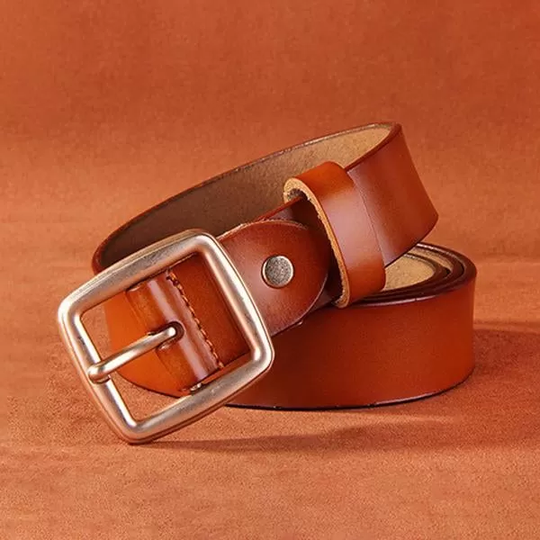 Women's All-match Square Pin Buckle Leather Solid Color Belt 52567347C