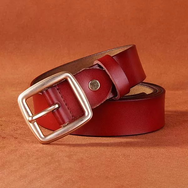 Women's All-match Square Pin Buckle Leather Solid Color Belt 52567347C