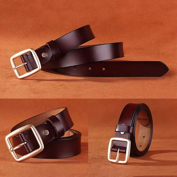 Women's All-match Square Pin Buckle Leather Solid Color Belt 52567347C