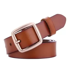 Women's All-match Square Pin Buckle Leather Solid Color Belt 52567347C