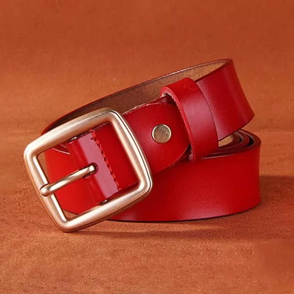 Women's All-match Square Pin Buckle Leather Solid Color Belt 52567347C