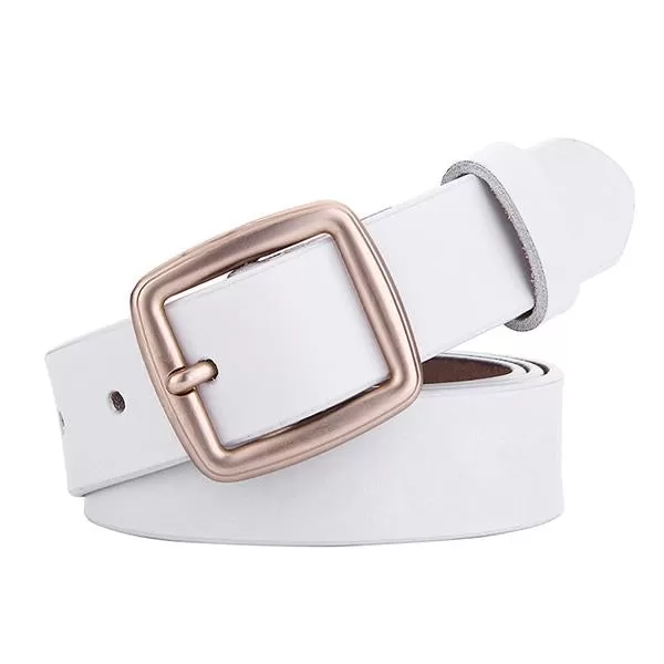 Women's All-match Square Pin Buckle Leather Solid Color Belt 52567347C