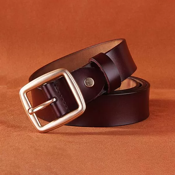 Women's All-match Square Pin Buckle Leather Solid Color Belt 52567347C