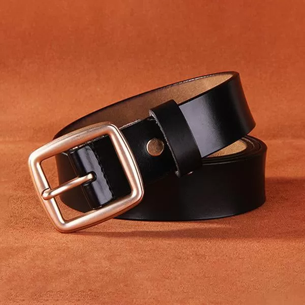 Women's All-match Square Pin Buckle Leather Solid Color Belt 52567347C