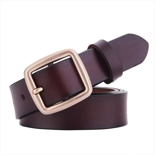 Women's All-match Square Pin Buckle Leather Solid Color Belt 52567347C