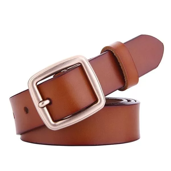 Women's All-match Square Pin Buckle Leather Solid Color Belt 52567347C