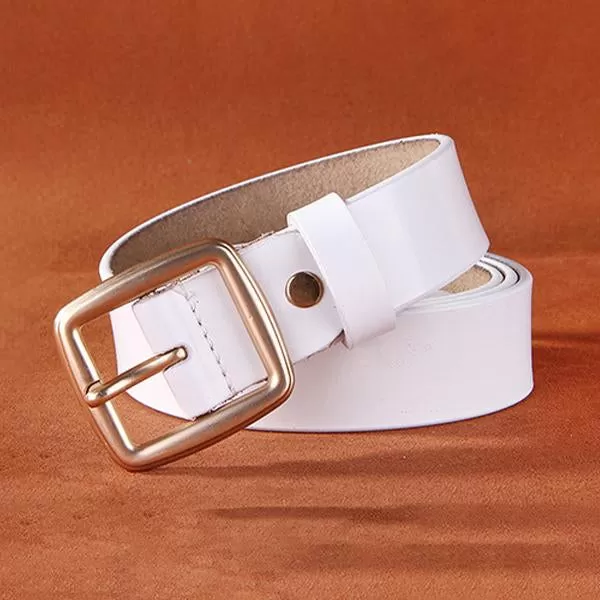 Women's All-match Square Pin Buckle Leather Solid Color Belt 52567347C