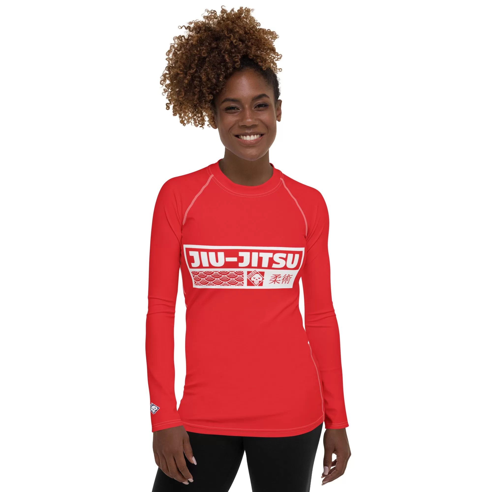 Womens Long Sleeve BJJ Rash Guard - Jiu-Jitsu 001 - Scarlet