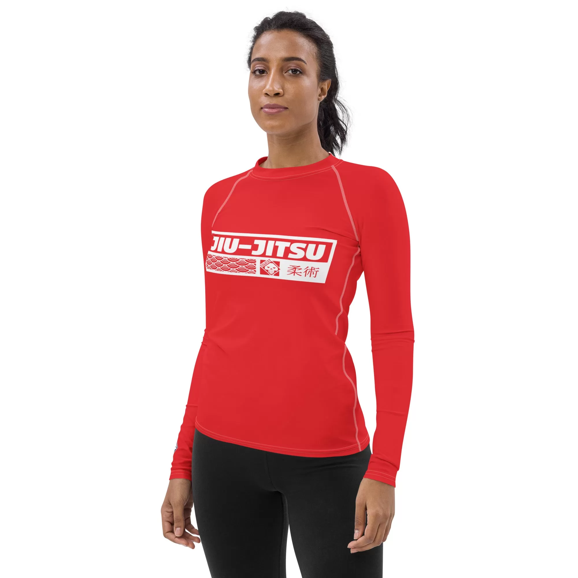 Womens Long Sleeve BJJ Rash Guard - Jiu-Jitsu 001 - Scarlet