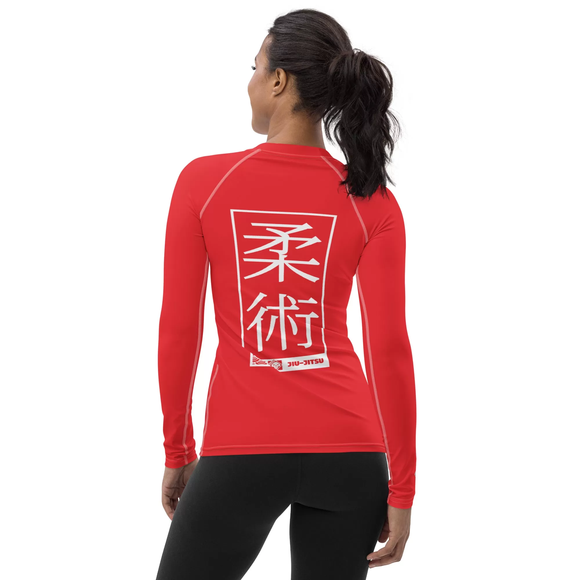 Womens Long Sleeve BJJ Rash Guard - Jiu-Jitsu 001 - Scarlet