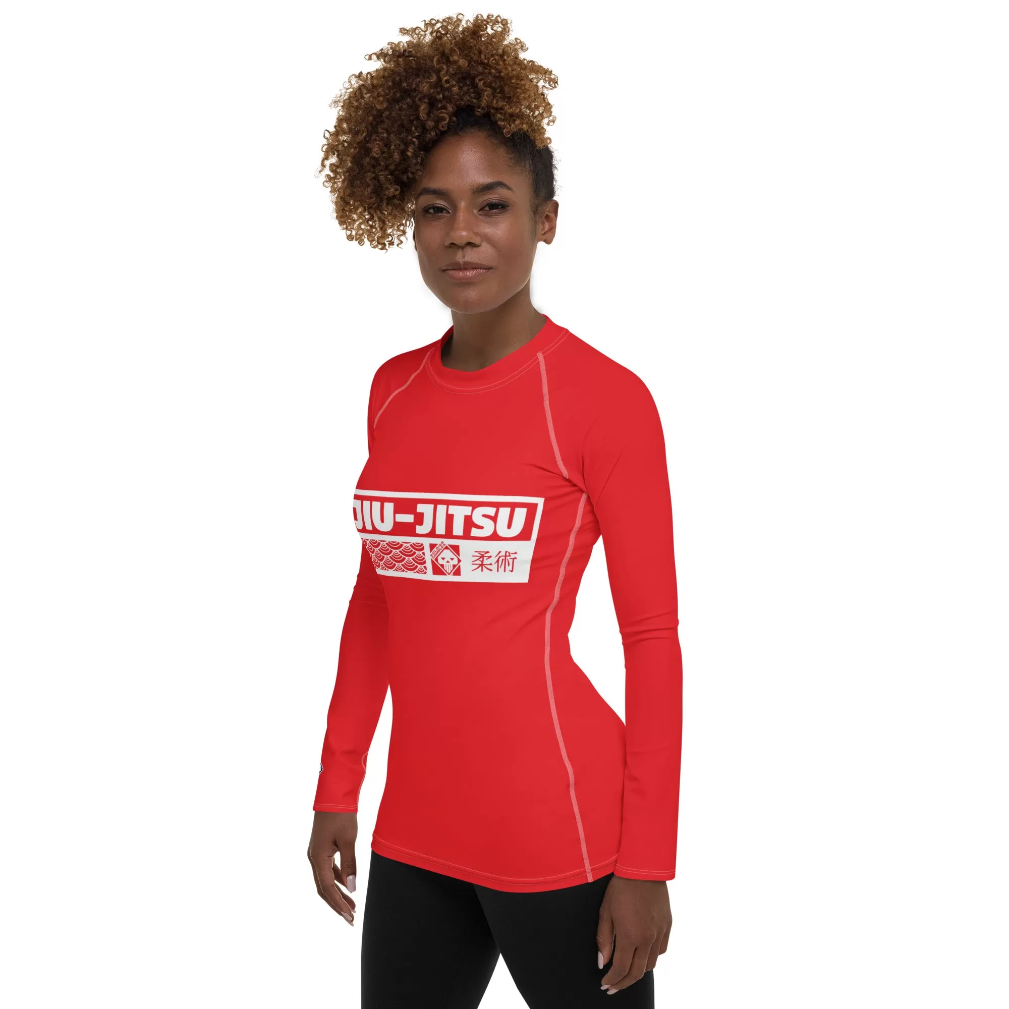 Womens Long Sleeve BJJ Rash Guard - Jiu-Jitsu 001 - Scarlet