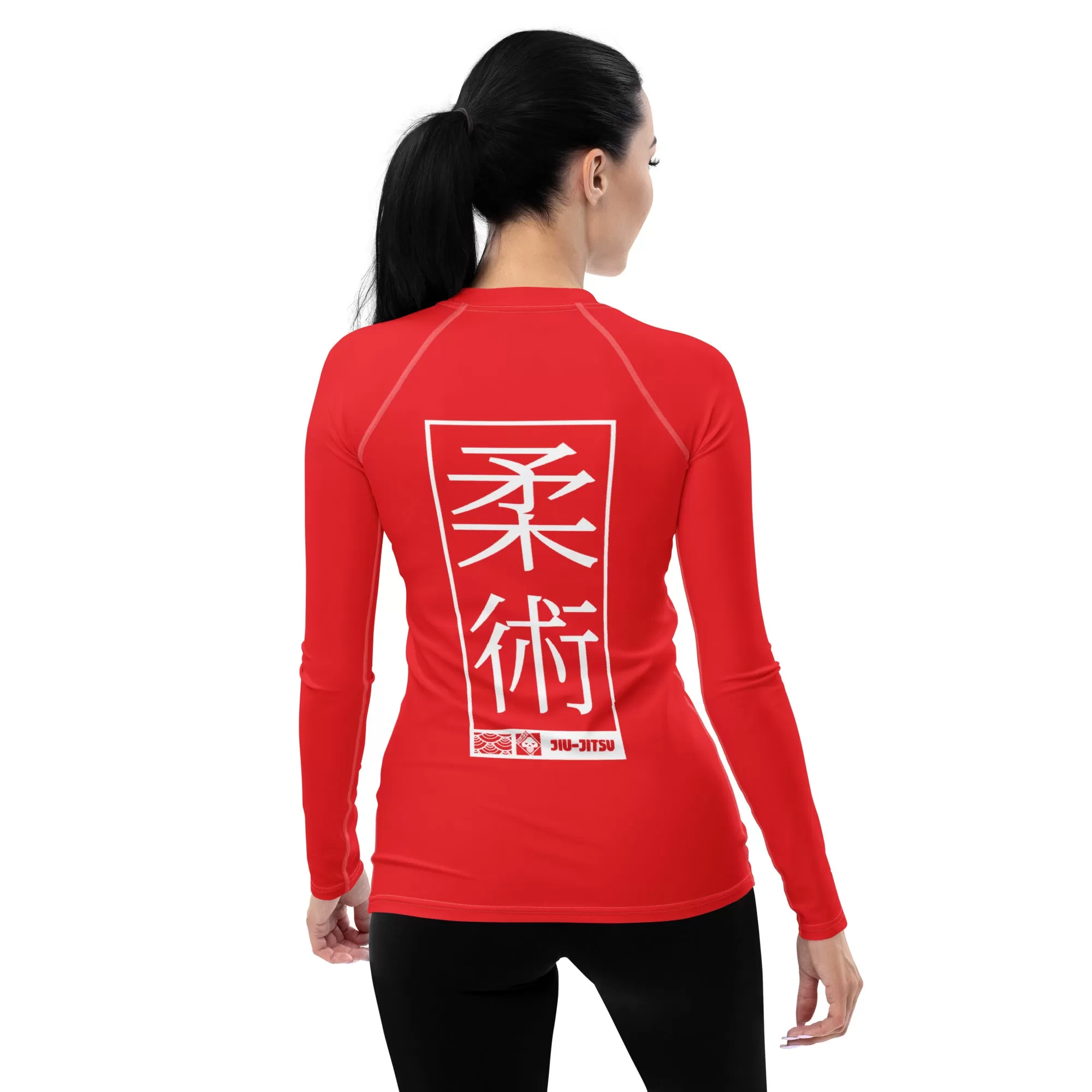 Womens Long Sleeve BJJ Rash Guard - Jiu-Jitsu 001 - Scarlet