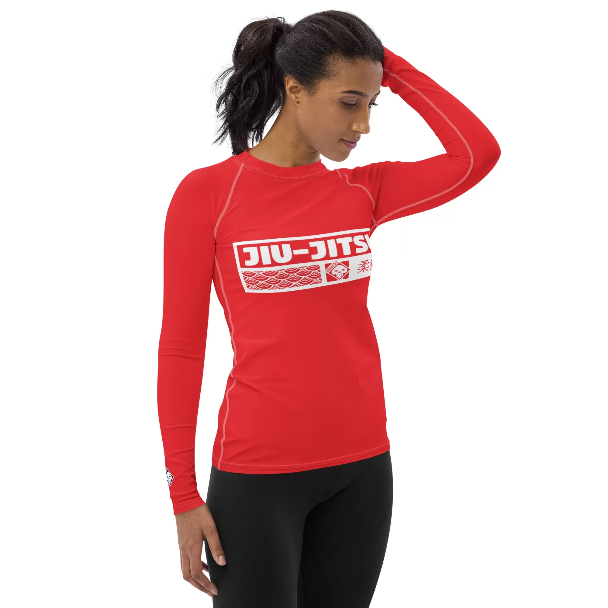 Womens Long Sleeve BJJ Rash Guard - Jiu-Jitsu 001 - Scarlet