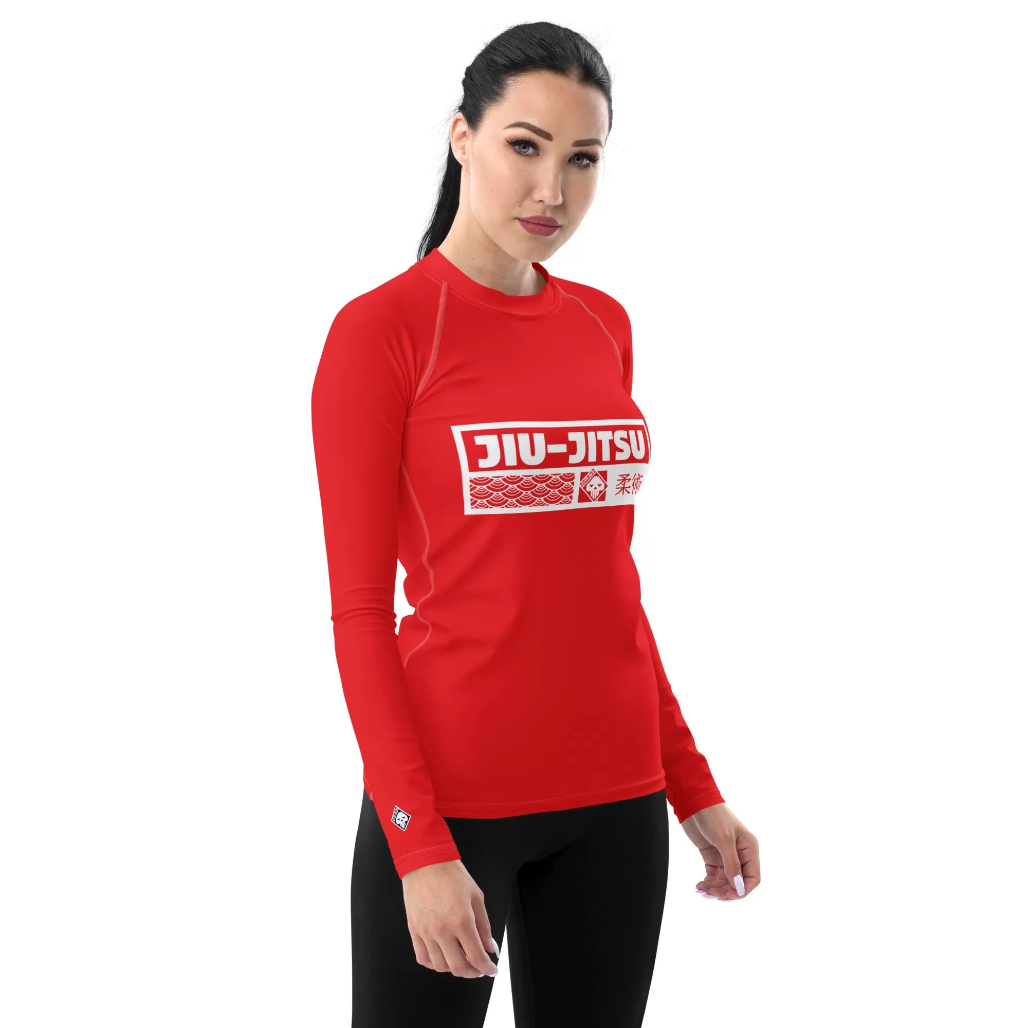 Womens Long Sleeve BJJ Rash Guard - Jiu-Jitsu 001 - Scarlet