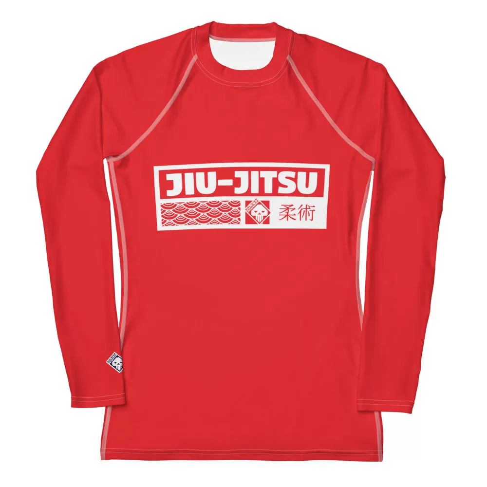 Womens Long Sleeve BJJ Rash Guard - Jiu-Jitsu 001 - Scarlet