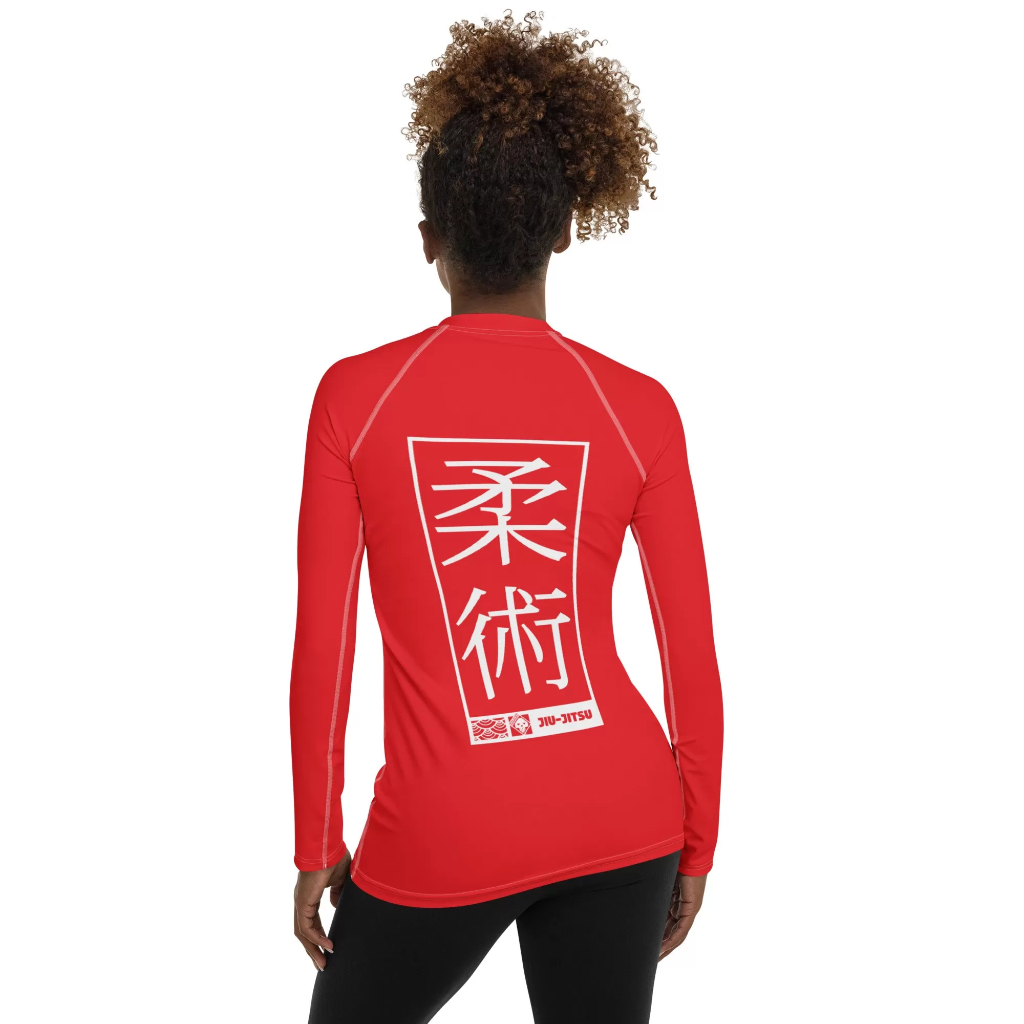 Womens Long Sleeve BJJ Rash Guard - Jiu-Jitsu 001 - Scarlet