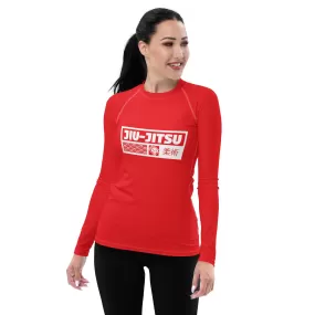 Womens Long Sleeve BJJ Rash Guard - Jiu-Jitsu 001 - Scarlet