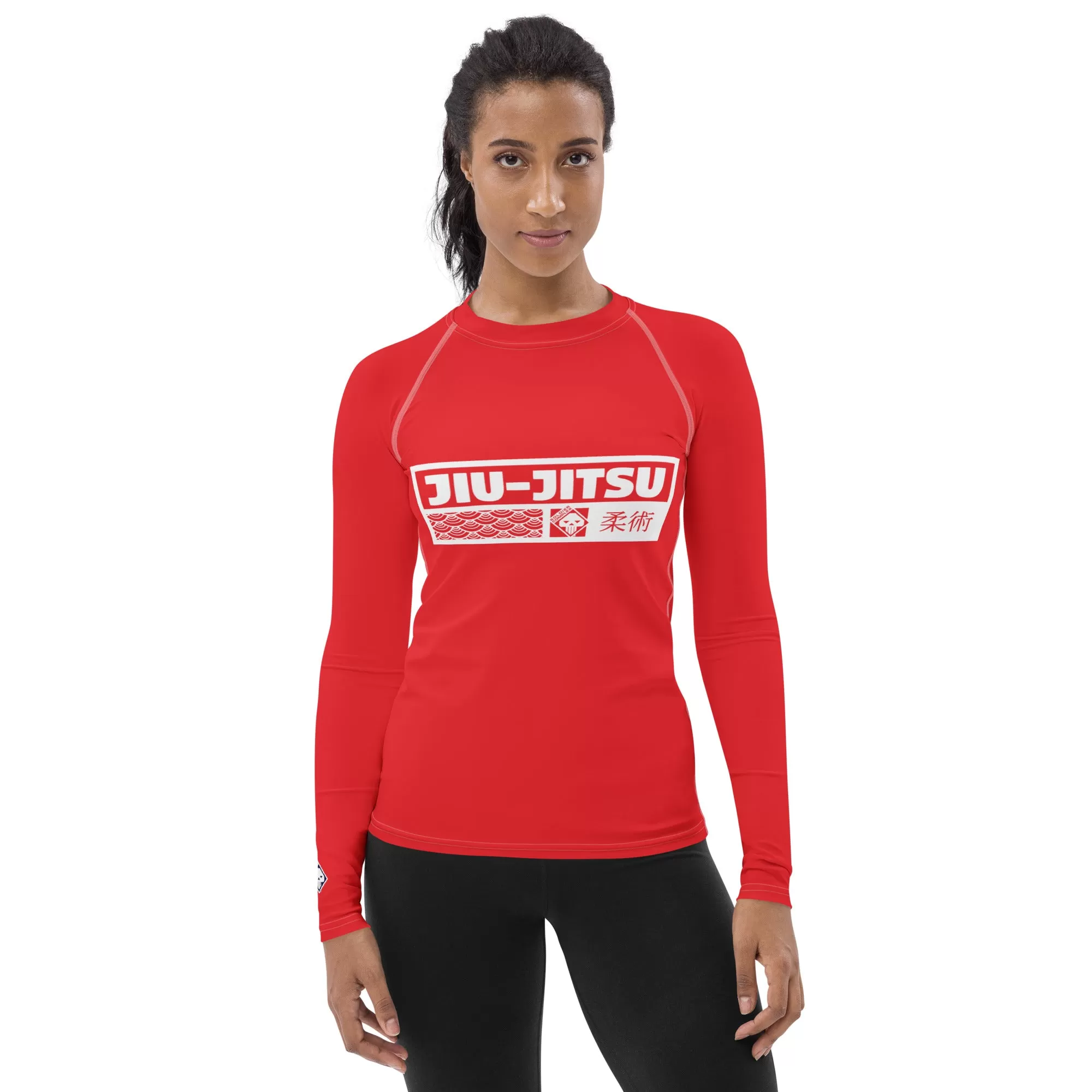 Womens Long Sleeve BJJ Rash Guard - Jiu-Jitsu 001 - Scarlet