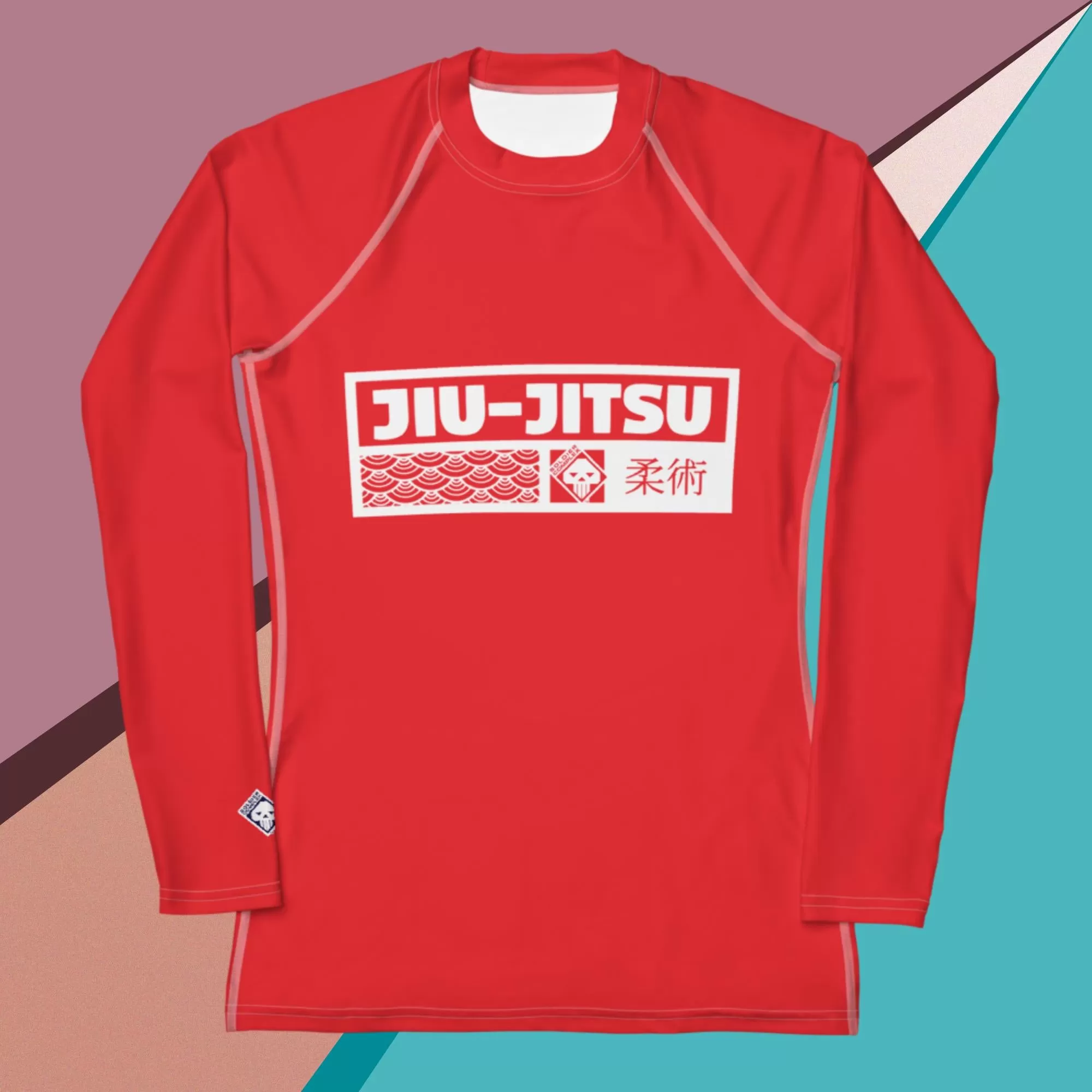 Womens Long Sleeve BJJ Rash Guard - Jiu-Jitsu 001 - Scarlet