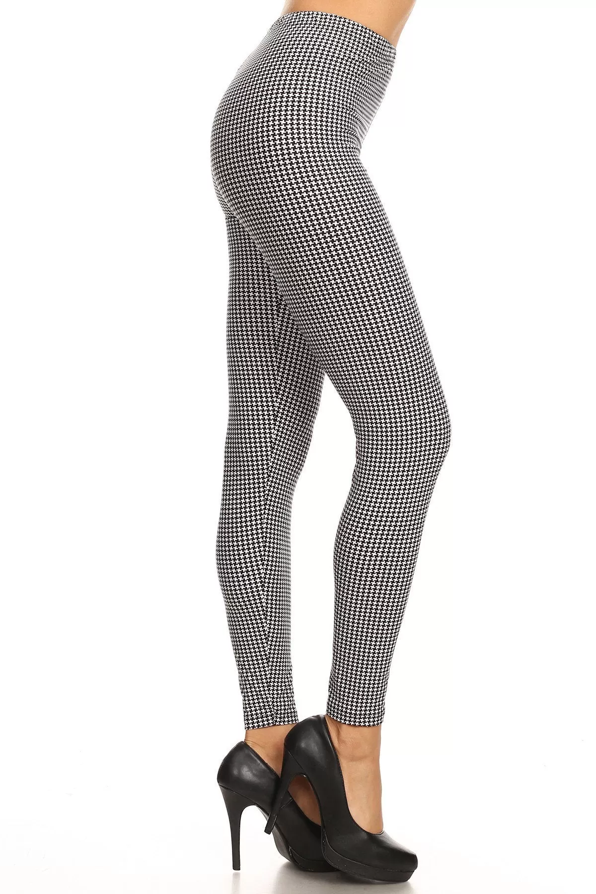 Women's Plus Hound Tooth Pattern Printed Leggings